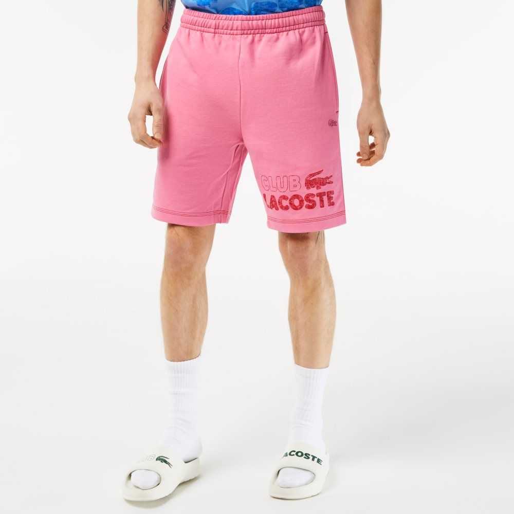 Lacoste Regular Fit Contrast Branding Fleece Shorts Pink | UBHO-80346