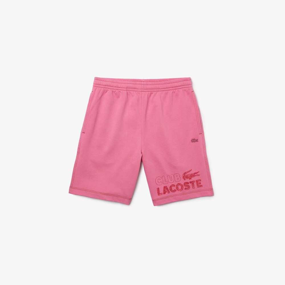 Lacoste Regular Fit Contrast Branding Fleece Shorts Pink | UBHO-80346