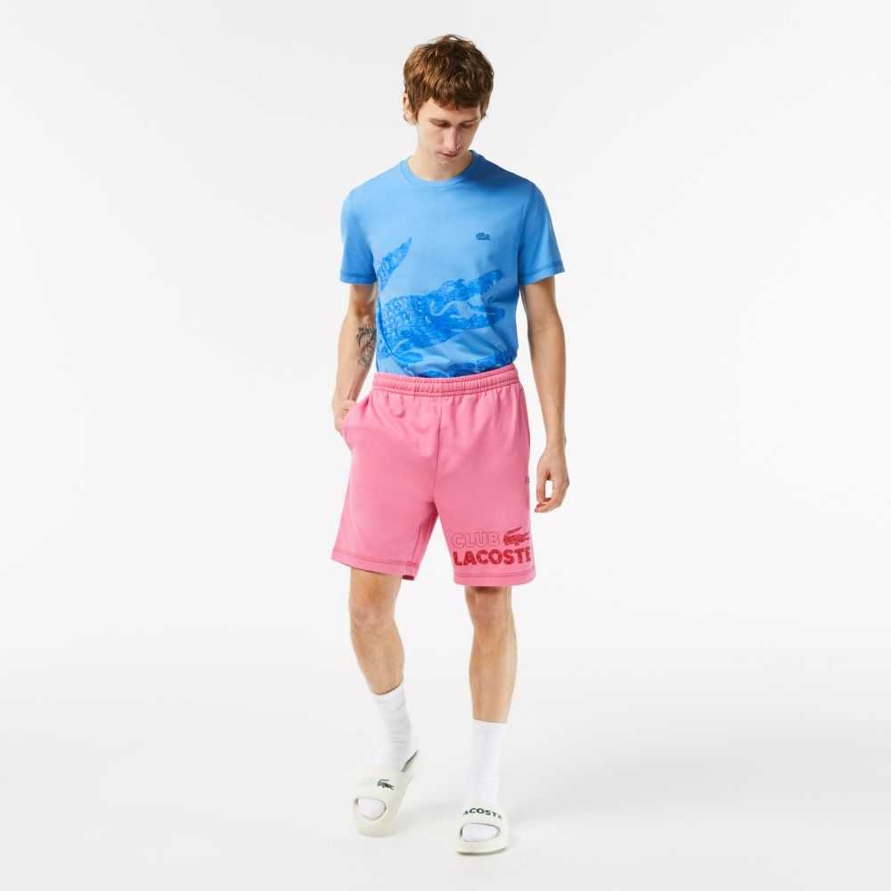 Lacoste Regular Fit Contrast Branding Fleece Shorts Pink | UBHO-80346