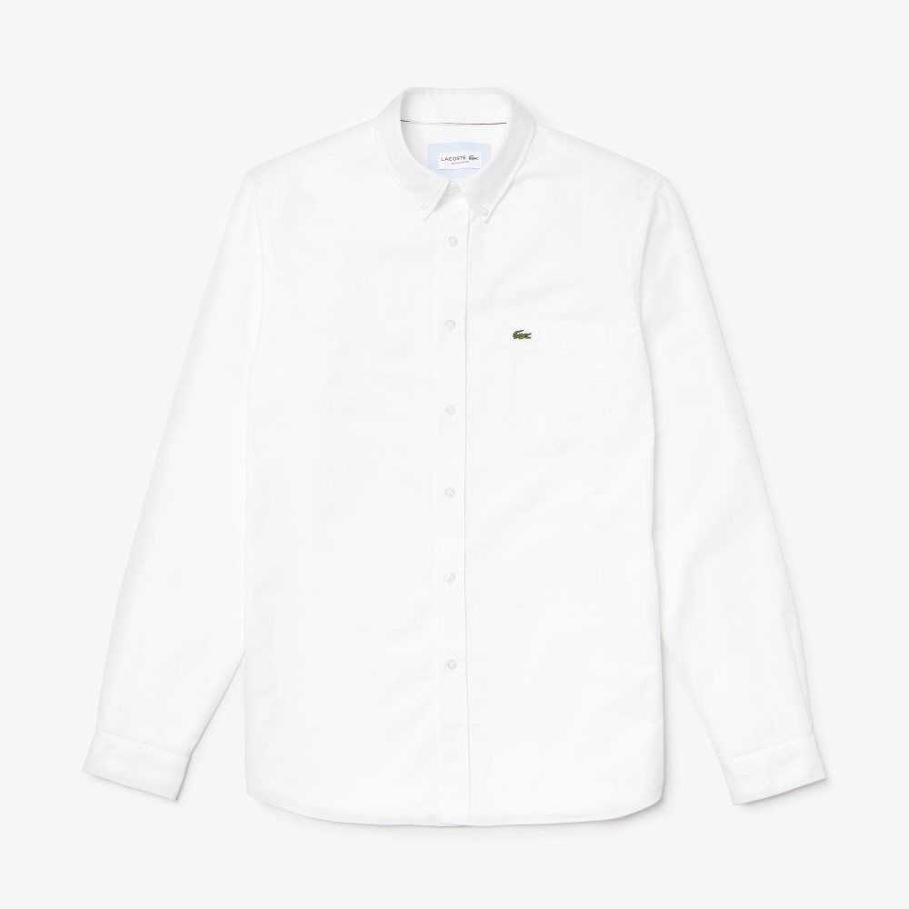 Lacoste Regular Fit Cotton Oxford Shirt White | UTEP-62157