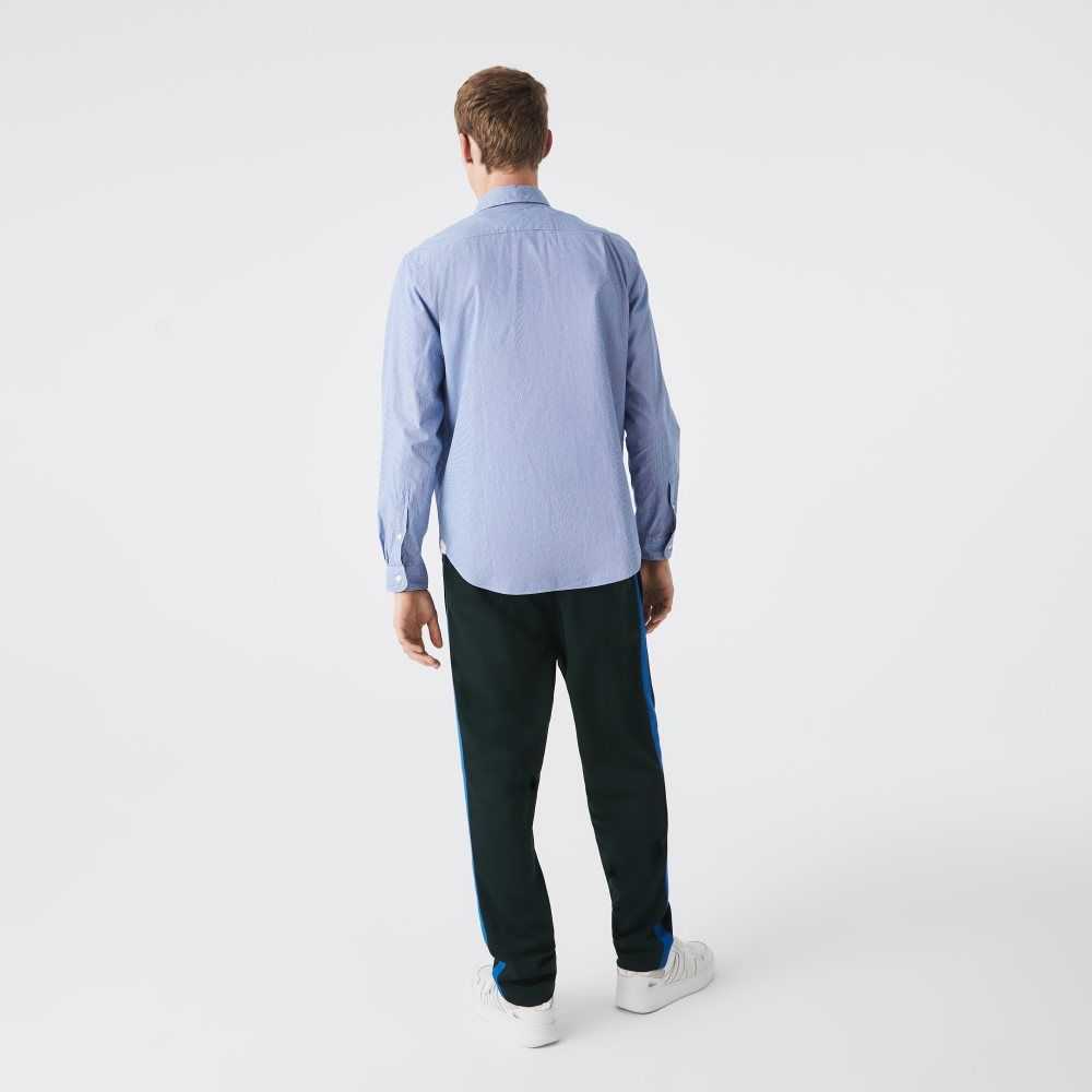 Lacoste Regular Fit Cotton Poplin Shirt White / Blue | DBIE-86139