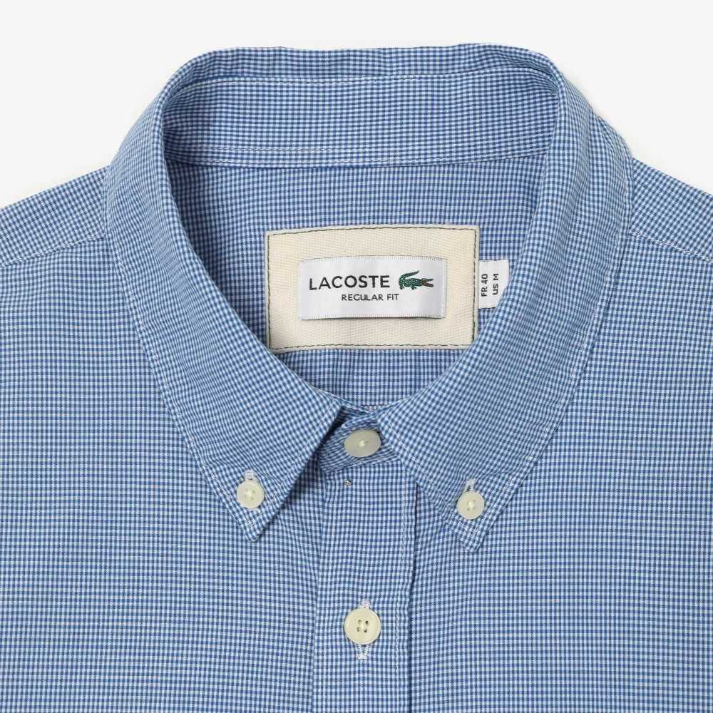 Lacoste Regular Fit Cotton Poplin Shirt White / Blue | DBIE-86139
