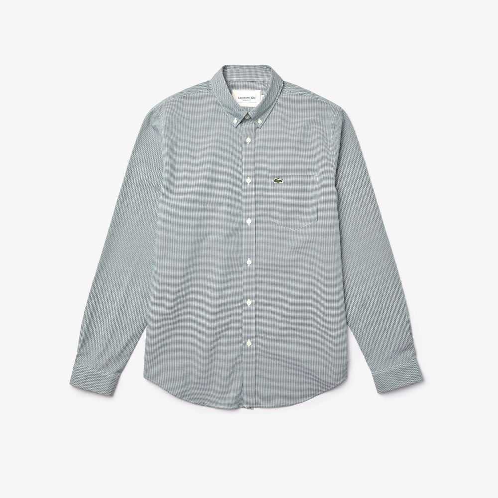 Lacoste Regular Fit Cotton Poplin Shirt White / Green | YJLC-27068