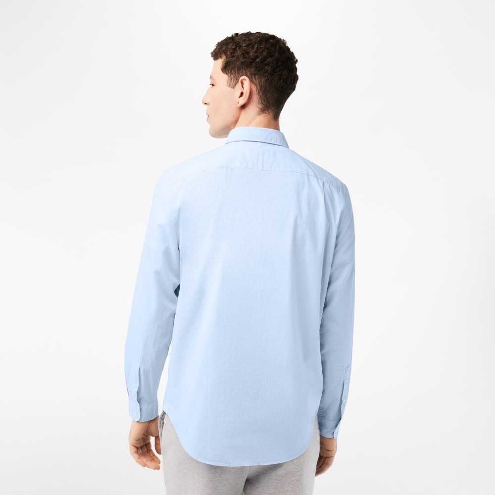 Lacoste Regular Fit Cotton Poplin Shirt White / Blue | ZCWF-12685