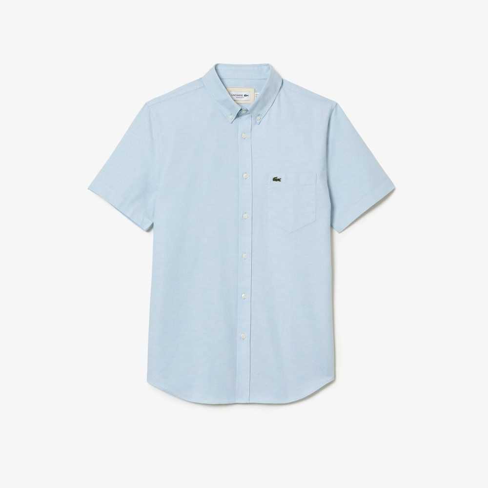 Lacoste Regular Fit Cotton Shirt Blue | IVDE-74653