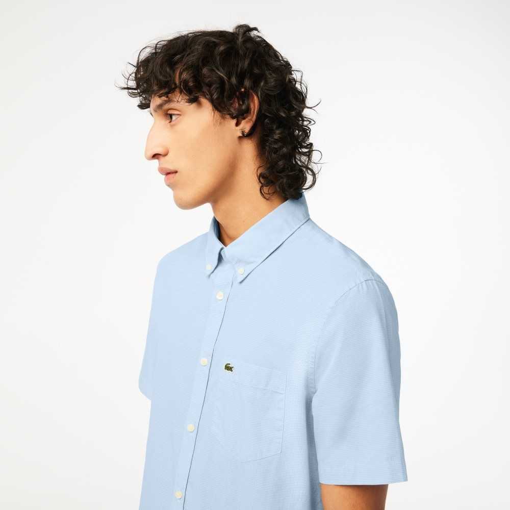 Lacoste Regular Fit Gingham Check Shirt White / Blue | ZYRL-17652