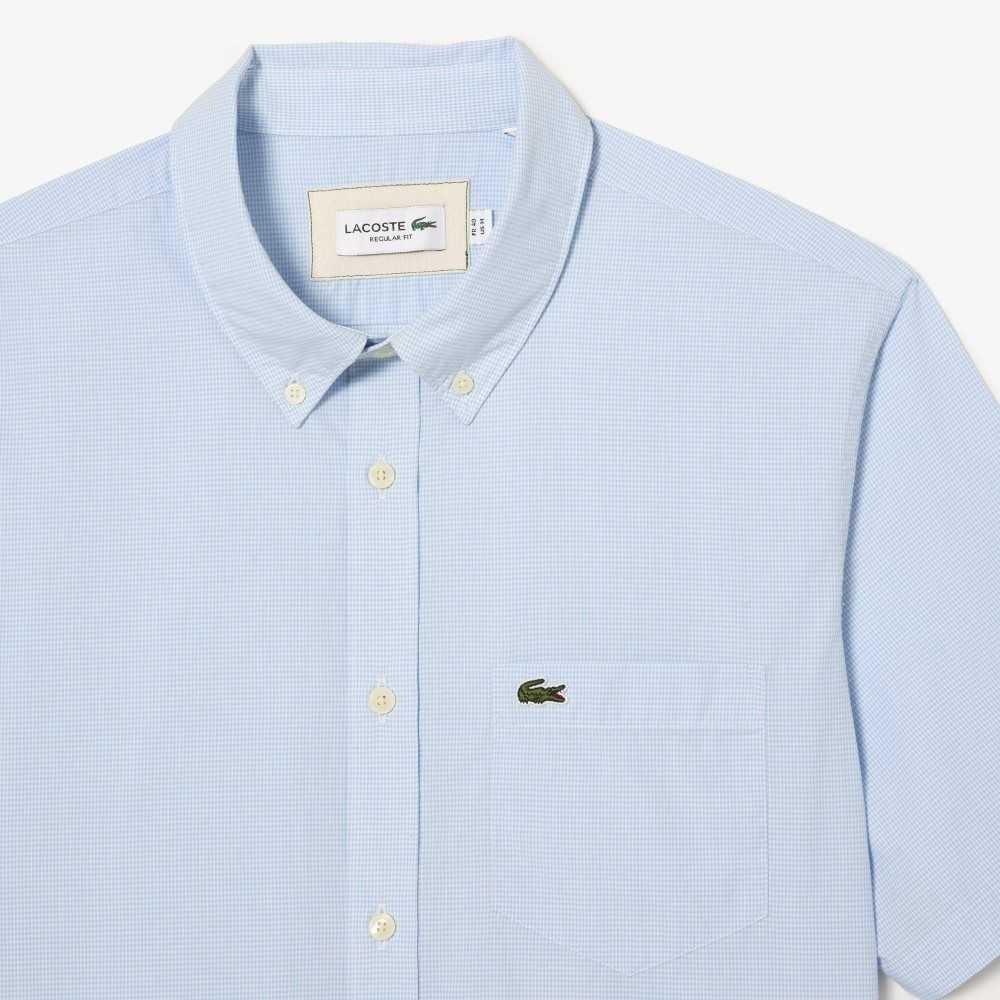 Lacoste Regular Fit Gingham Check Shirt White / Blue | ZYRL-17652
