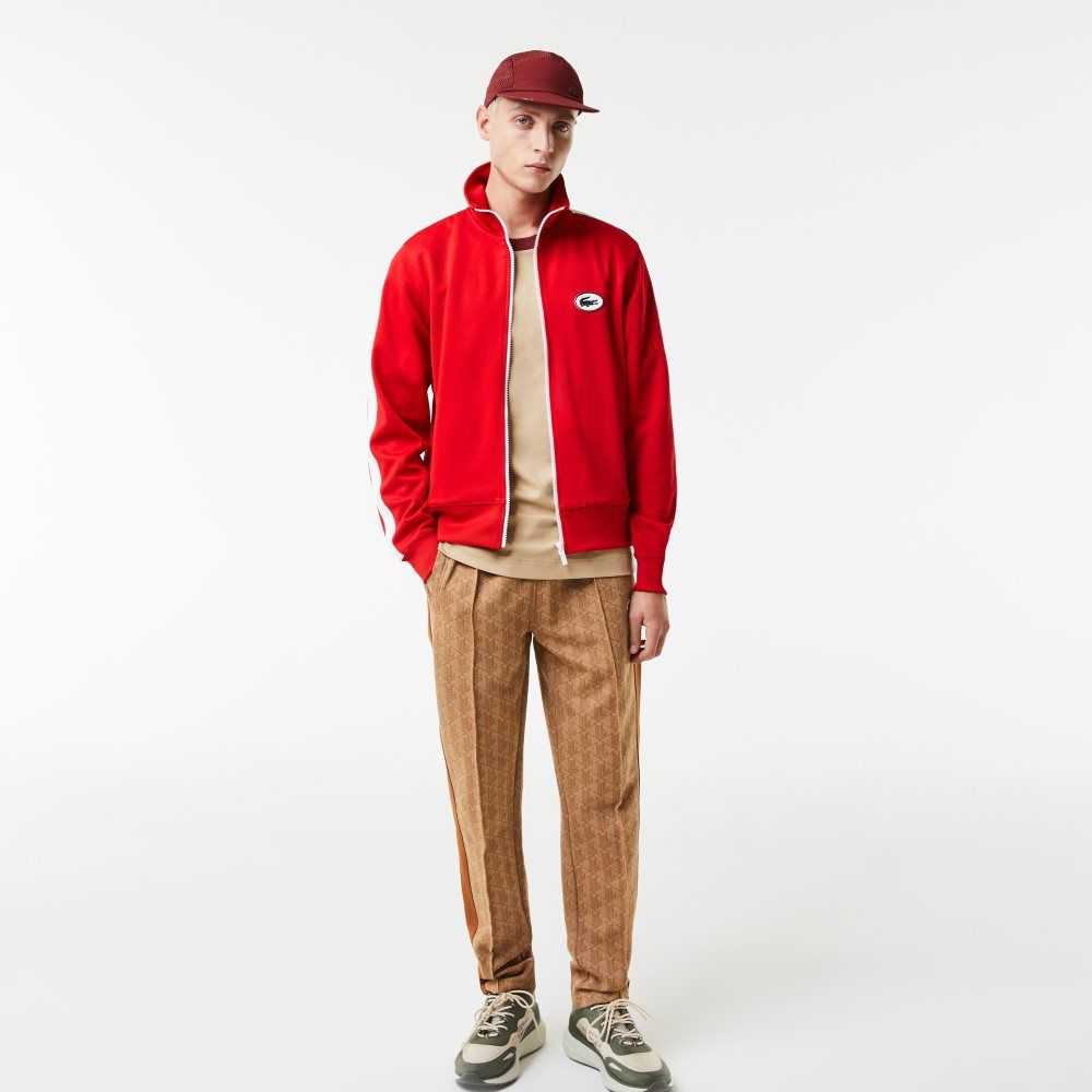 Lacoste Regular Fit High-Neck Pique Zip Sweatshirt Red | CEXH-78421