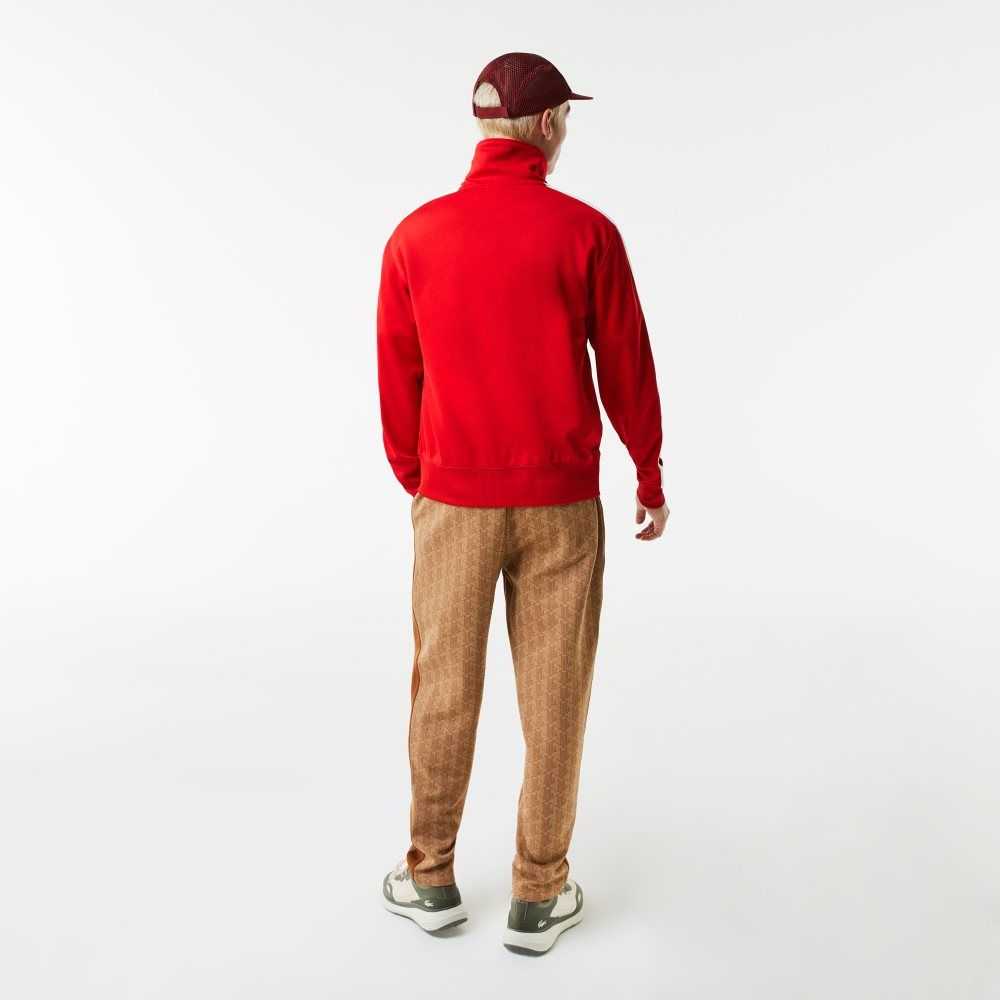 Lacoste Regular Fit High-Neck Pique Zip Sweatshirt Red | CEXH-78421