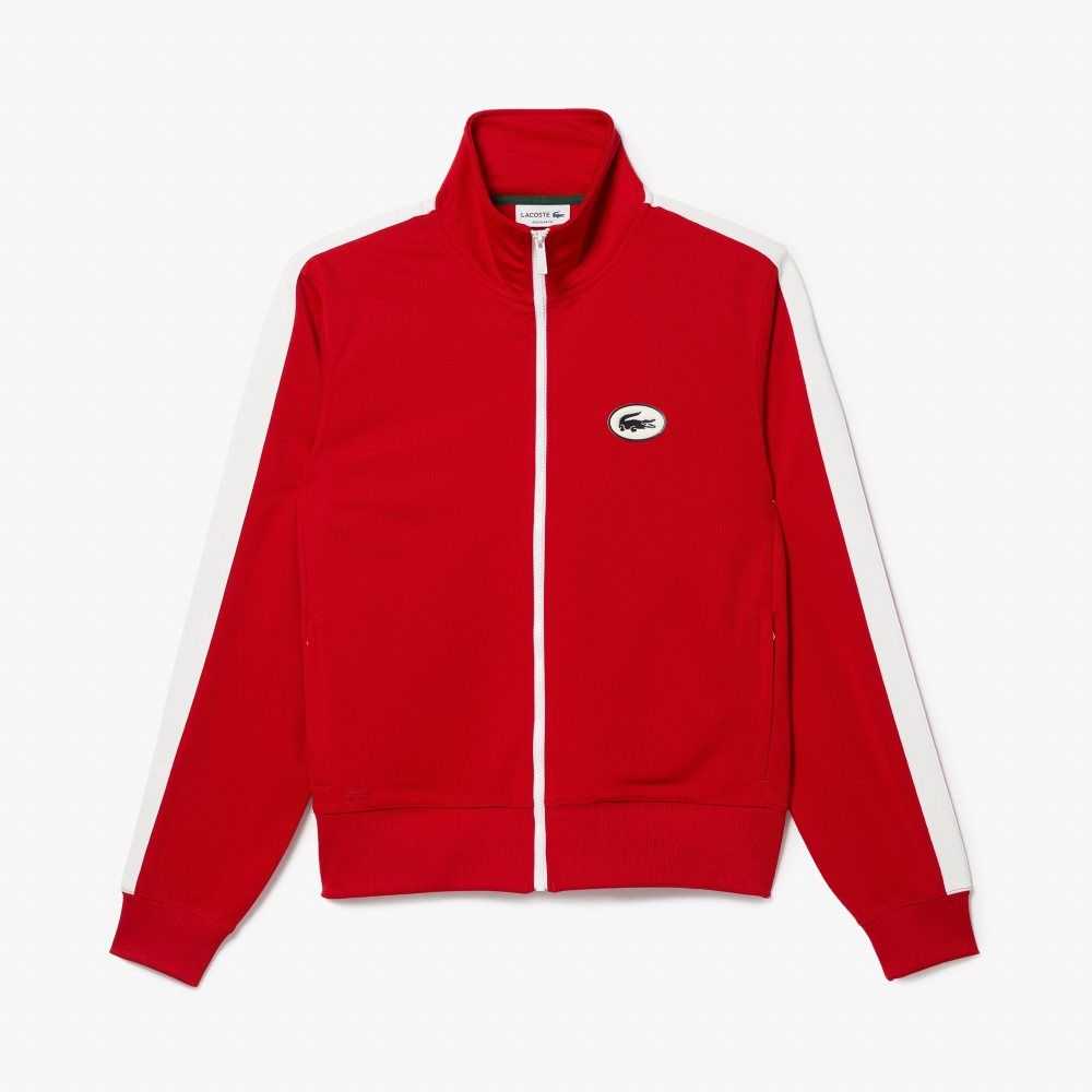Lacoste Regular Fit High-Neck Pique Zip Sweatshirt Red | CEXH-78421
