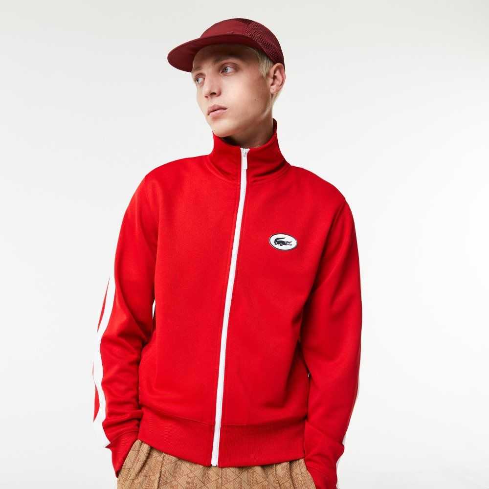 Lacoste Regular Fit High-Neck Pique Zip Sweatshirt Red | CEXH-78421