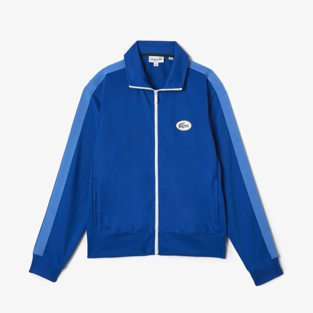 Lacoste Regular Fit High-Neck Pique Zip Sweatshirt Blue | QBTE-82165