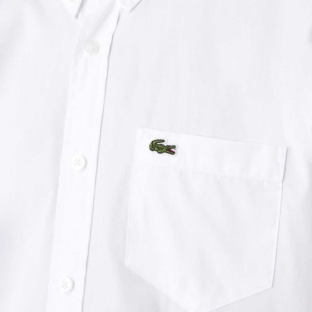 Lacoste Regular Fit Oxford Cotton Shirt White | EBNR-39185
