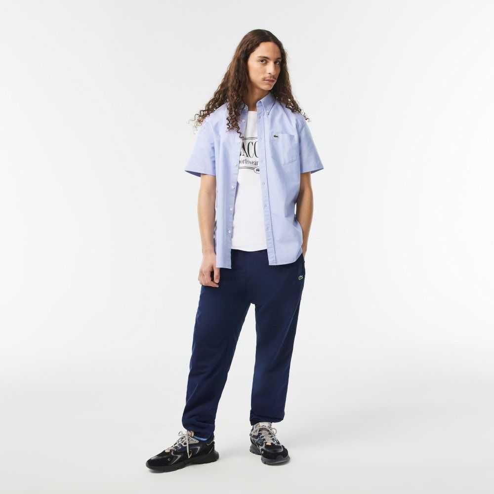 Lacoste Regular Fit Oxford Cotton Shirt Blue | ILAN-65382