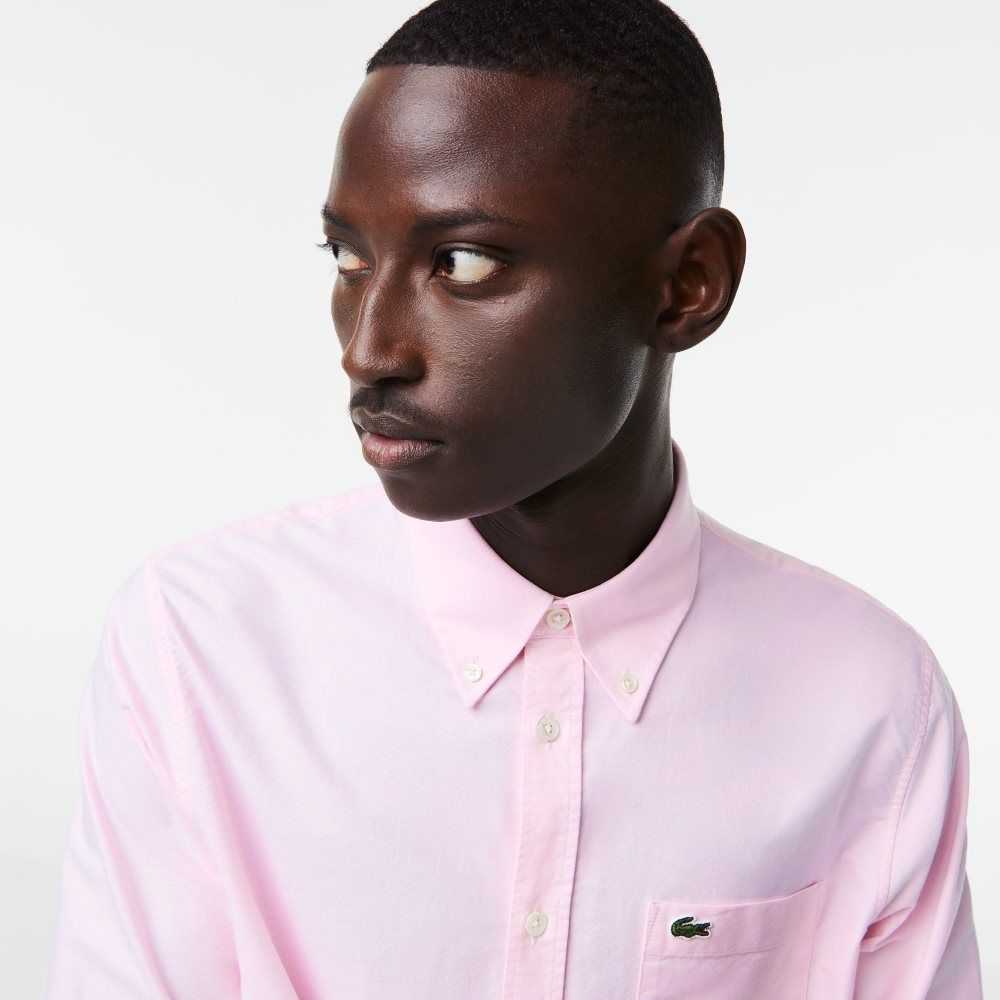 Lacoste Regular Fit Oxford Cotton Shirt Light Pink | LNBG-78490