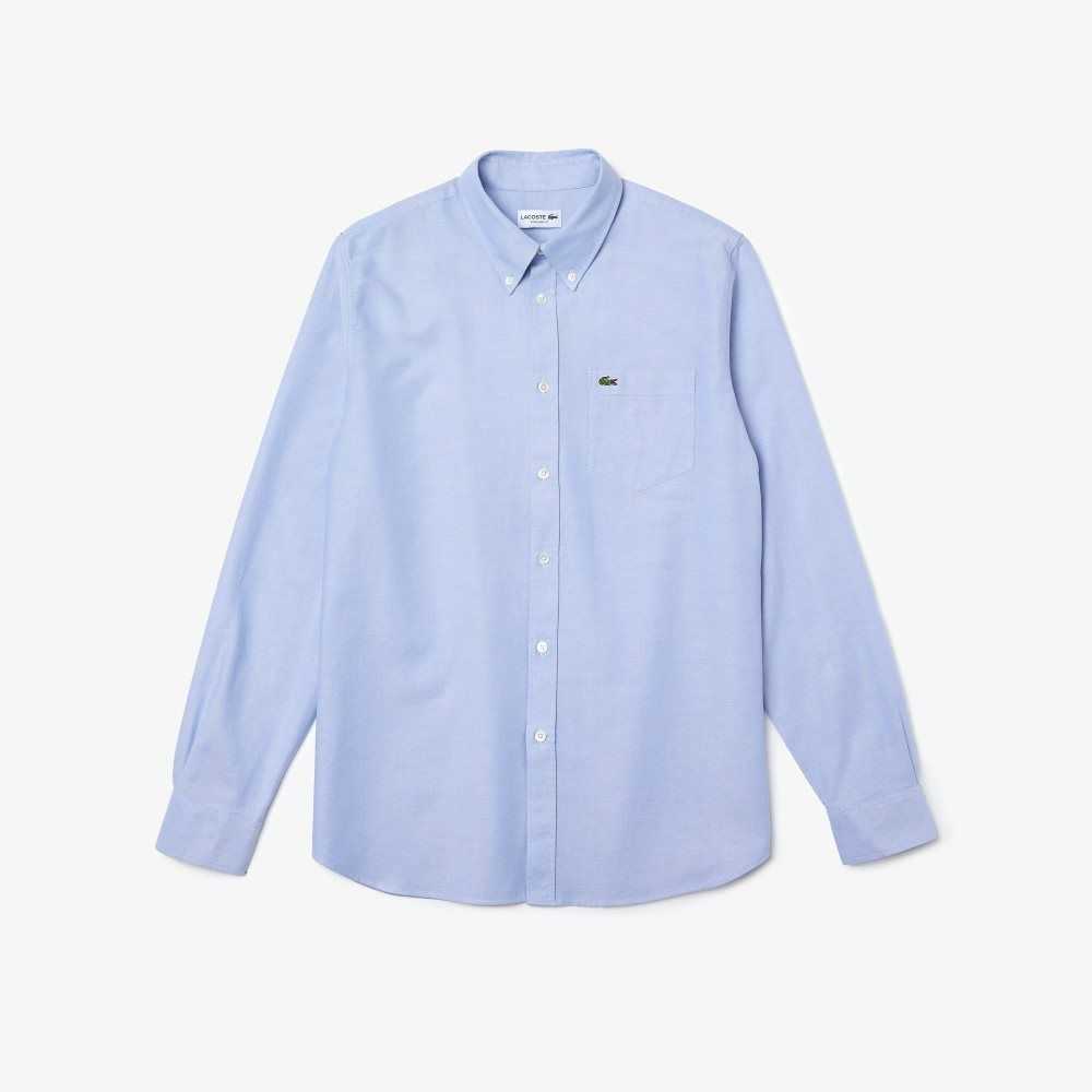 Lacoste Regular Fit Oxford Cotton Shirt Blue | YDJC-63459