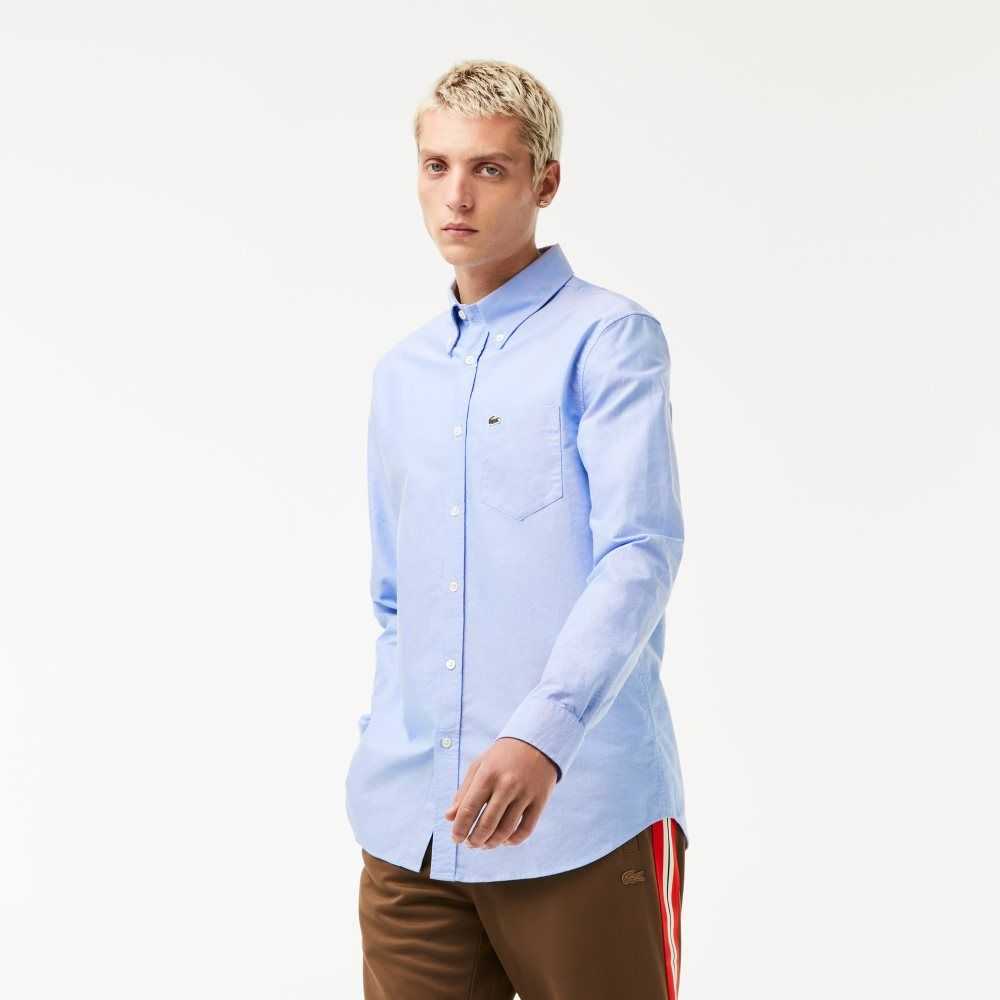 Lacoste Regular Fit Oxford Cotton Shirt Blue | YDJC-63459