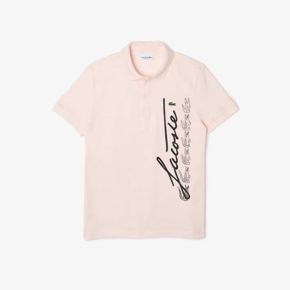 Lacoste Regular Fit Signature Cotton Pique Polo Light Pink | DNIH-97852