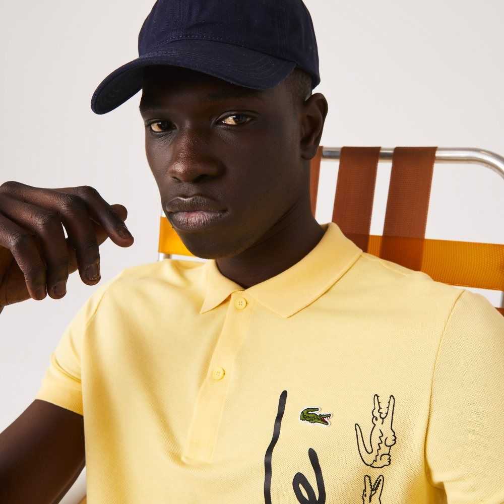 Lacoste Regular Fit Signature Cotton Pique Polo Yellow | TPZC-13690