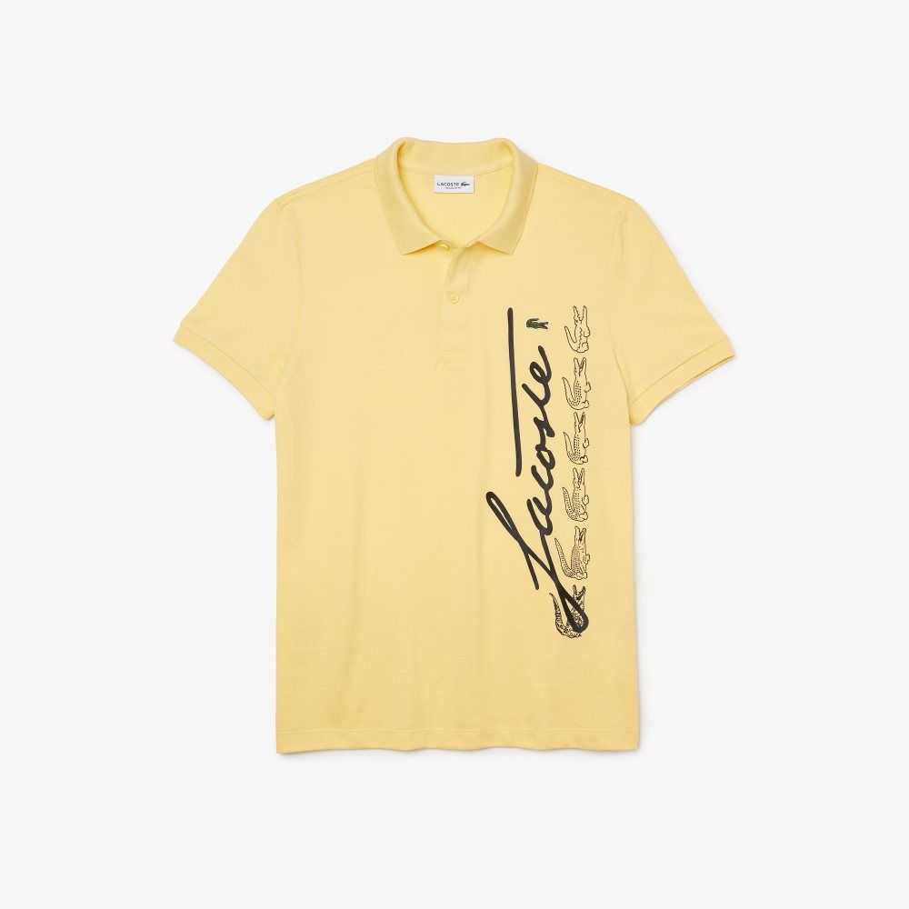 Lacoste Regular Fit Signature Cotton Pique Polo Yellow | TPZC-13690