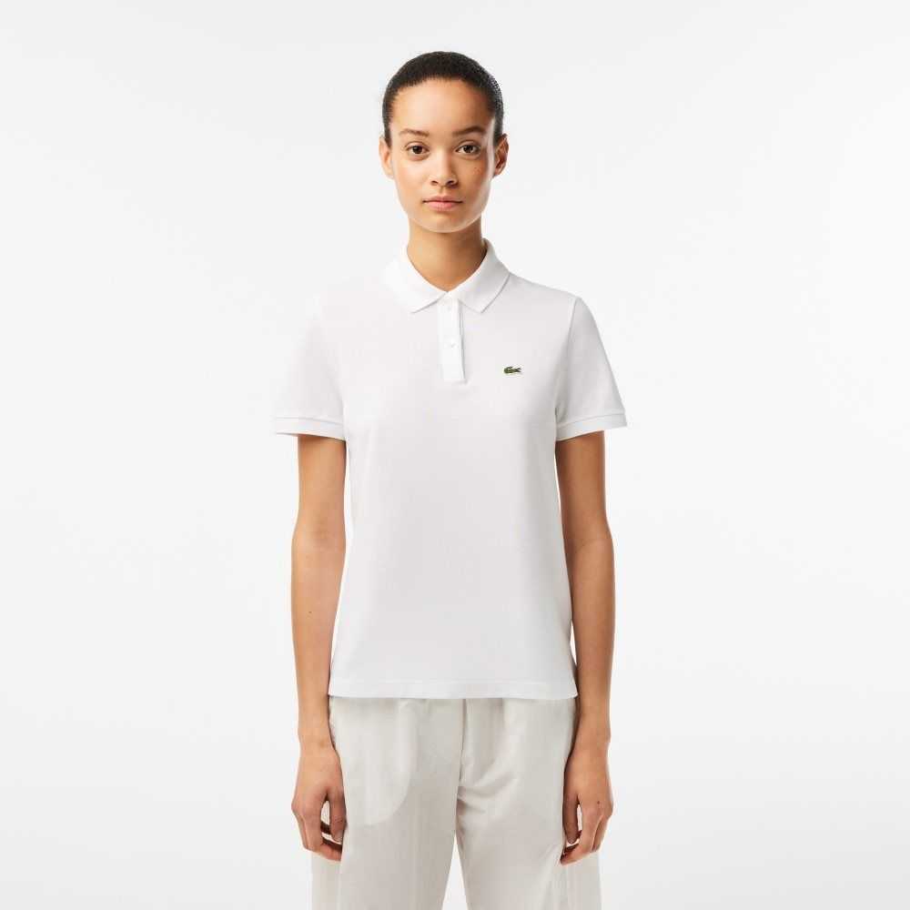 Lacoste Regular Fit Soft Cotton Petit Pique Polo White | UAWL-31279