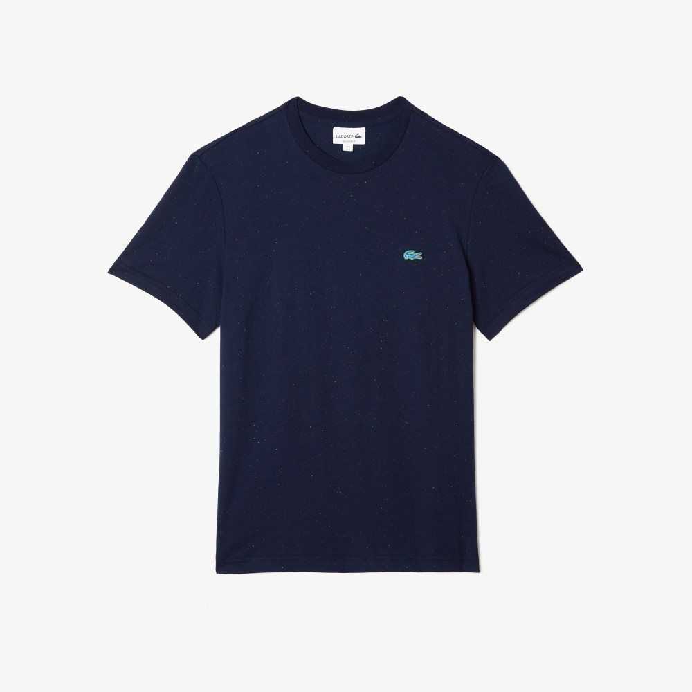 Lacoste Regular Fit Speckled Print Cotton Jersey T-Shirt Navy Blue | FNAW-98754