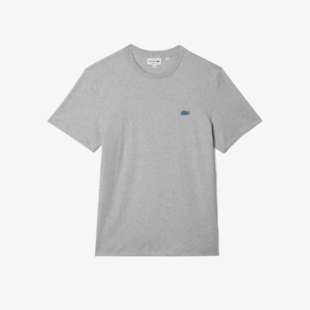 Lacoste Regular Fit Speckled Print Cotton Jersey T-Shirt Grey Chine | GJAF-67901