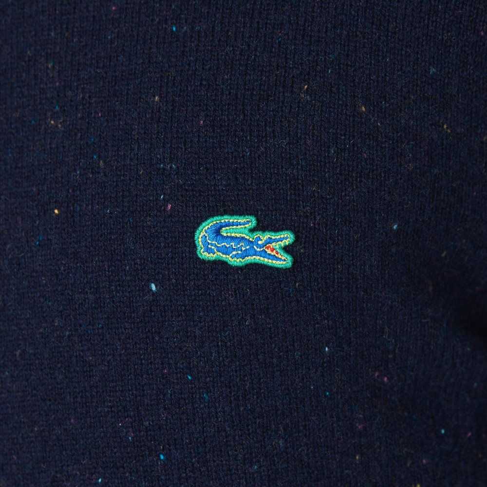 Lacoste Regular Fit Speckled Print Wool Jersey Sweater Navy Blue | XFID-72641