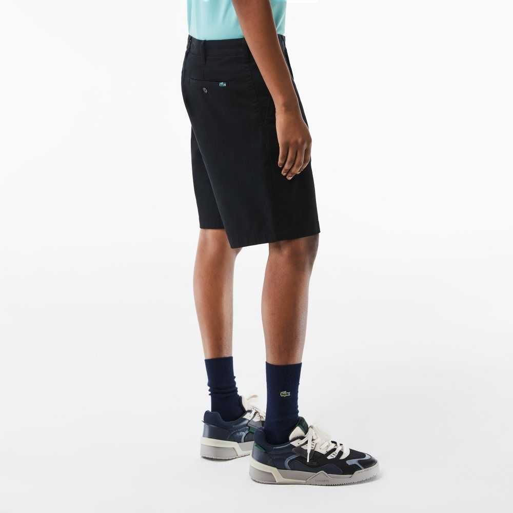 Lacoste Regular Fit Stretch Organic Cotton Bermuda Shorts Black | AKTR-57296