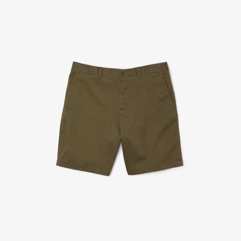 Lacoste Regular Fit Stretch Organic Cotton Bermuda Shorts Khaki Green | DNLU-58437