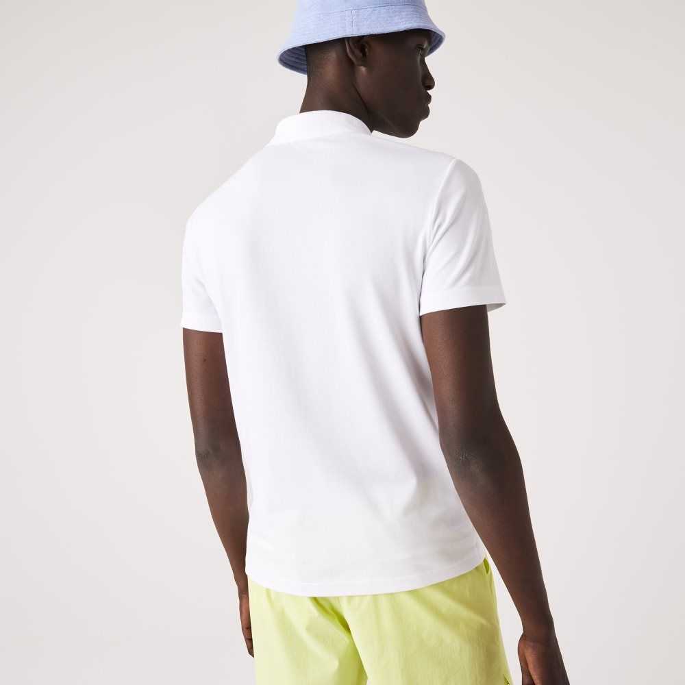 Lacoste Regular Fit Stretch Organic Cotton Polo White | IRSJ-79136