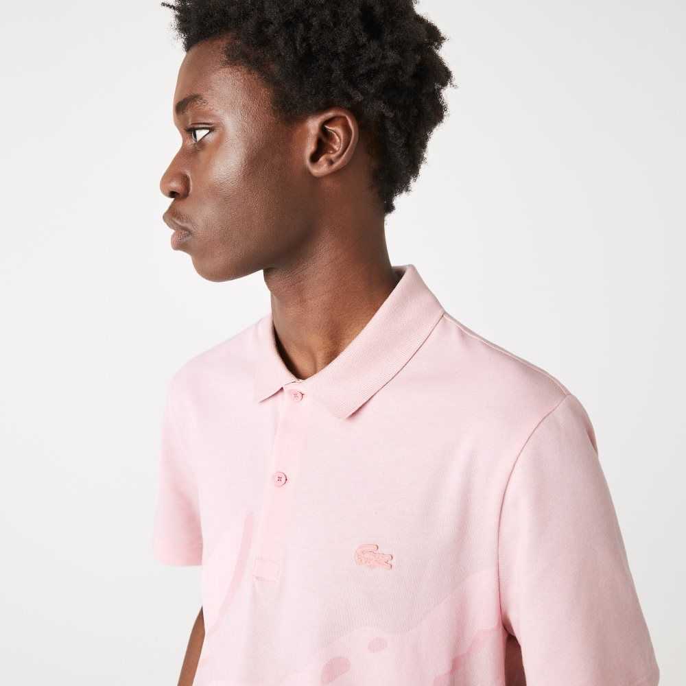 Lacoste Regular Fit Stretch Organic Cotton Polo Pink | MAZG-19756