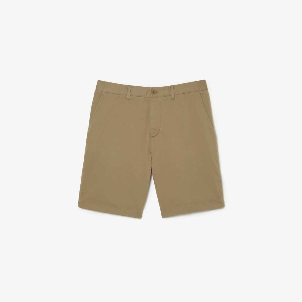 Lacoste Regular Fit Stretch Organic Cotton Bermuda Shorts Beige | NBCD-60534