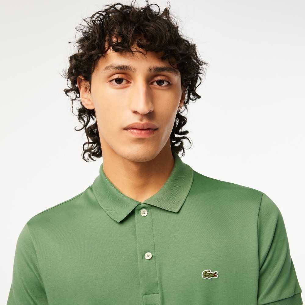 Lacoste Regular Fit Ultra Soft Cotton Jersey Polo Khaki Green | UZHJ-30475