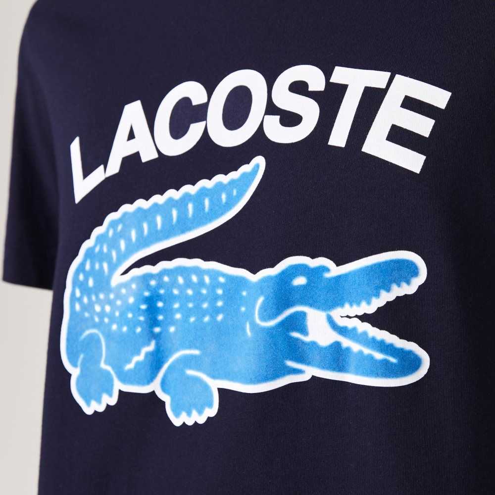 Lacoste Regular Fit XL Crocodile Print T-Shirt Navy Blue | EWMI-01283