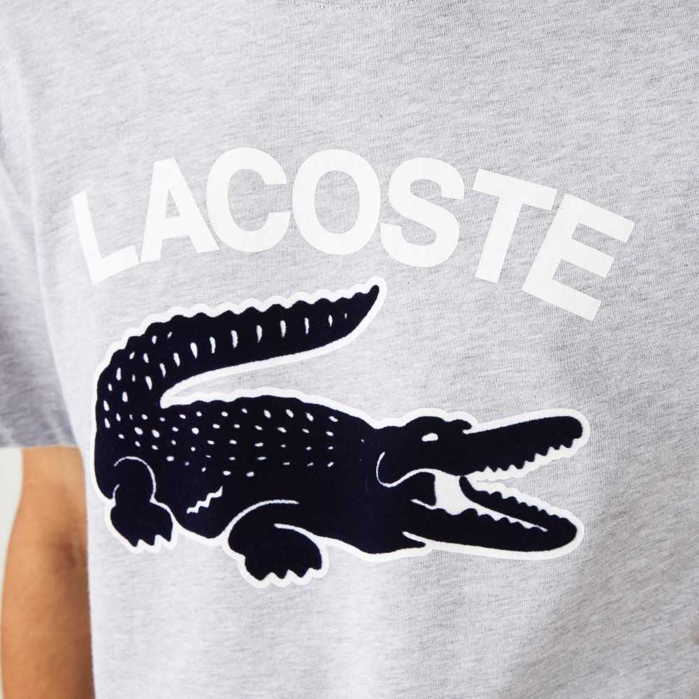 Lacoste Regular Fit XL Crocodile Print T-Shirt Grey Chine | VNYI-97145