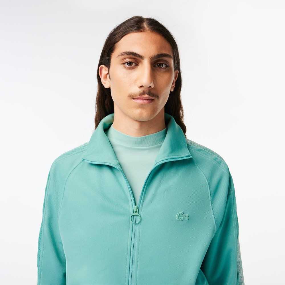 Lacoste Regular Fit Zipped Pique Sweatshirt Mint | IOJQ-05438