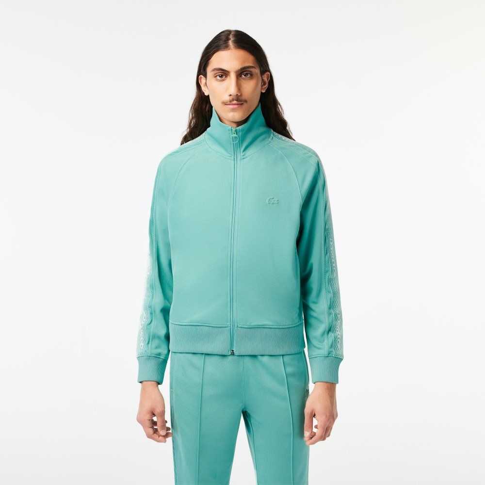 Lacoste Regular Fit Zipped Pique Sweatshirt Mint | IOJQ-05438