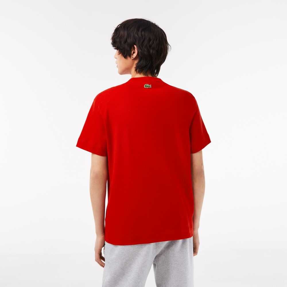 Lacoste Relaxed Fit Branded Cotton T-Shirt Red / Pink | FAEB-92041