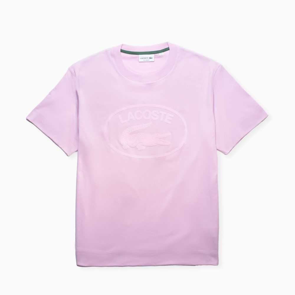 Lacoste Relaxed Fit Branded Cotton T-Shirt Pink | SCND-62890