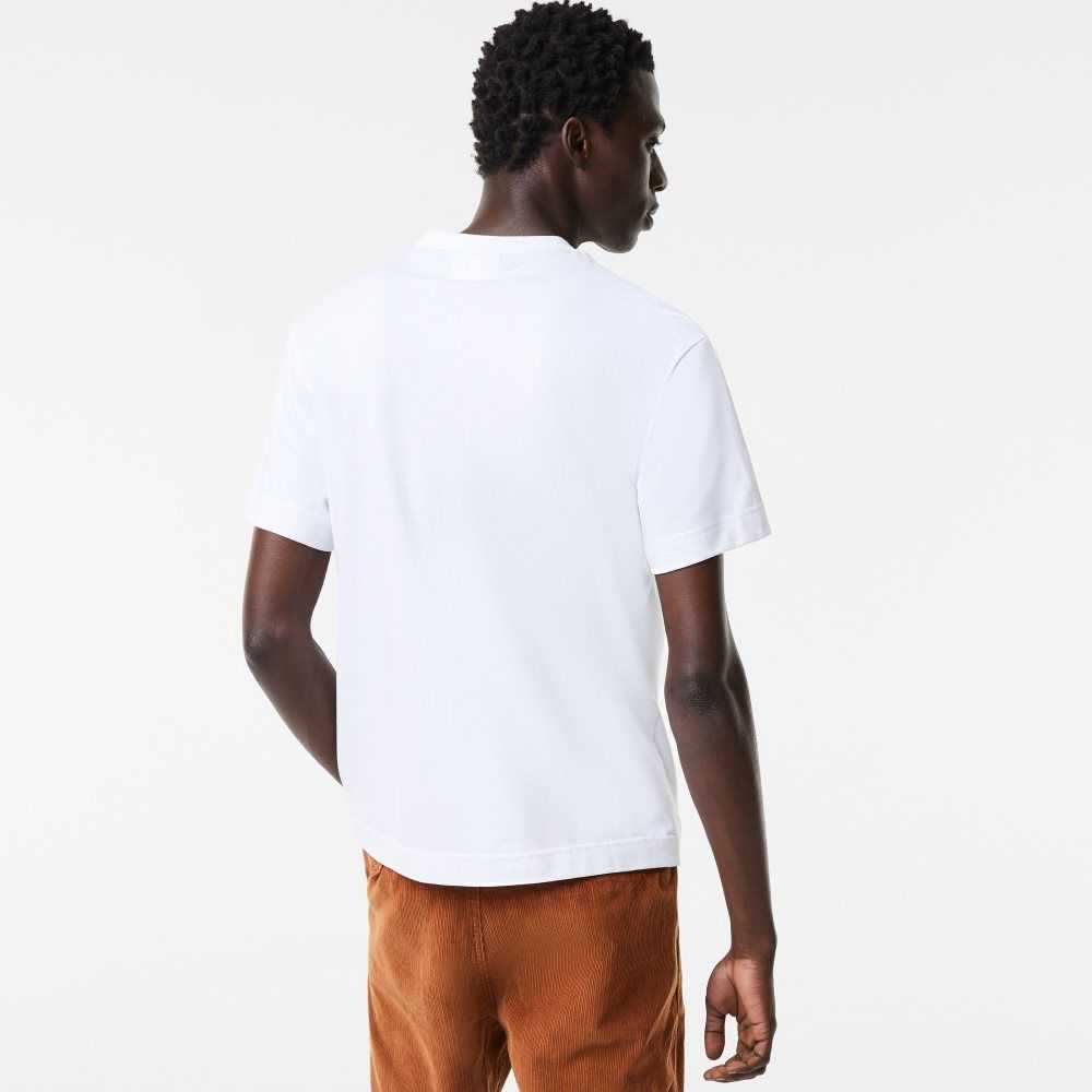 Lacoste Relaxed Fit Crocodile T-Shirt White | TXFE-81057