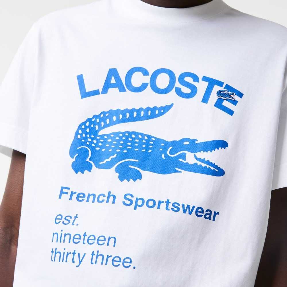 Lacoste Relaxed Fit Crocodile T-Shirt White | TXFE-81057