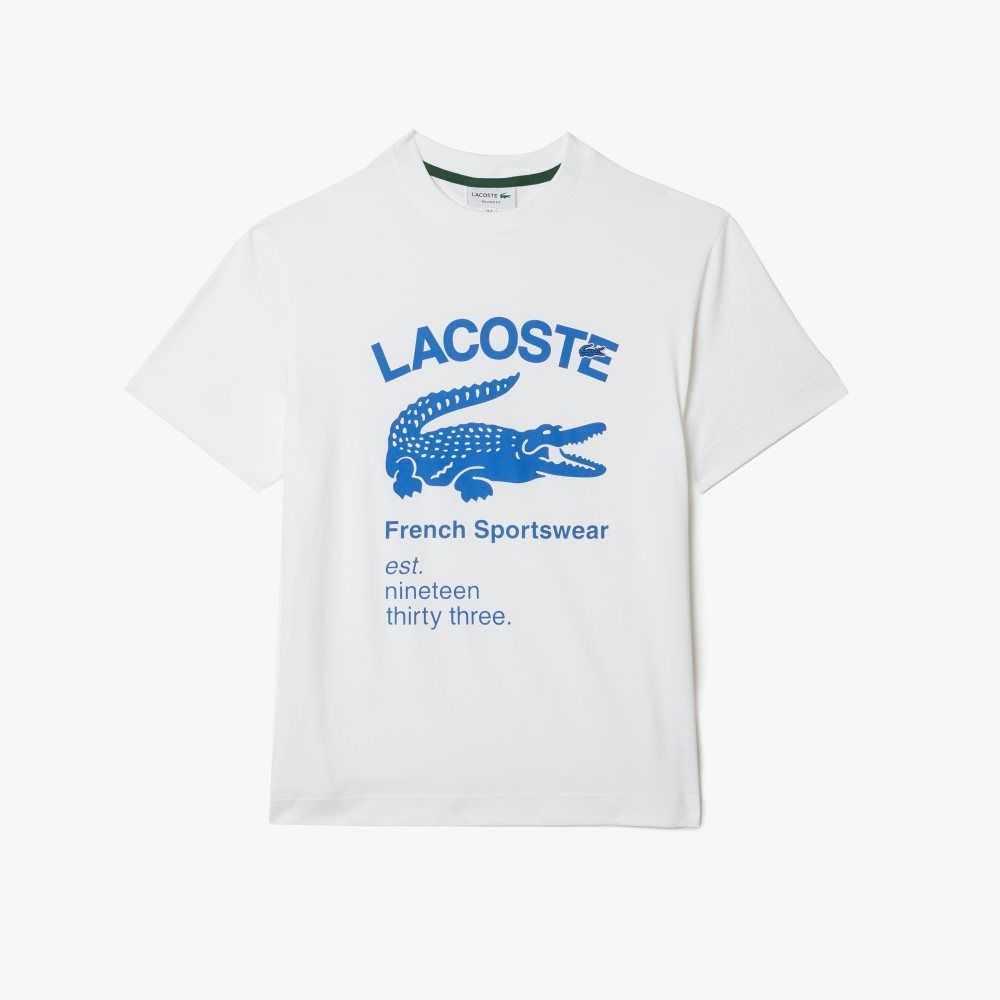 Lacoste Relaxed Fit Crocodile T-Shirt White | TXFE-81057