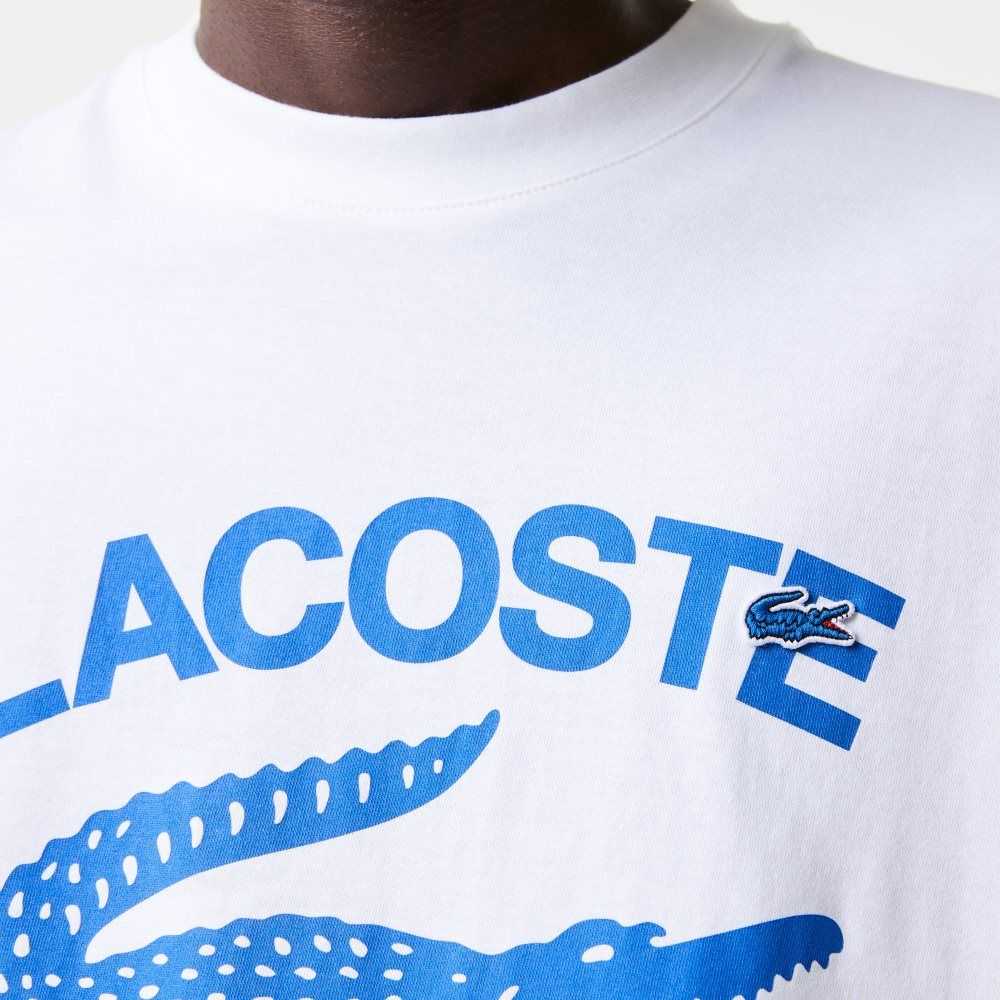 Lacoste Relaxed Fit Crocodile T-Shirt White | TXFE-81057