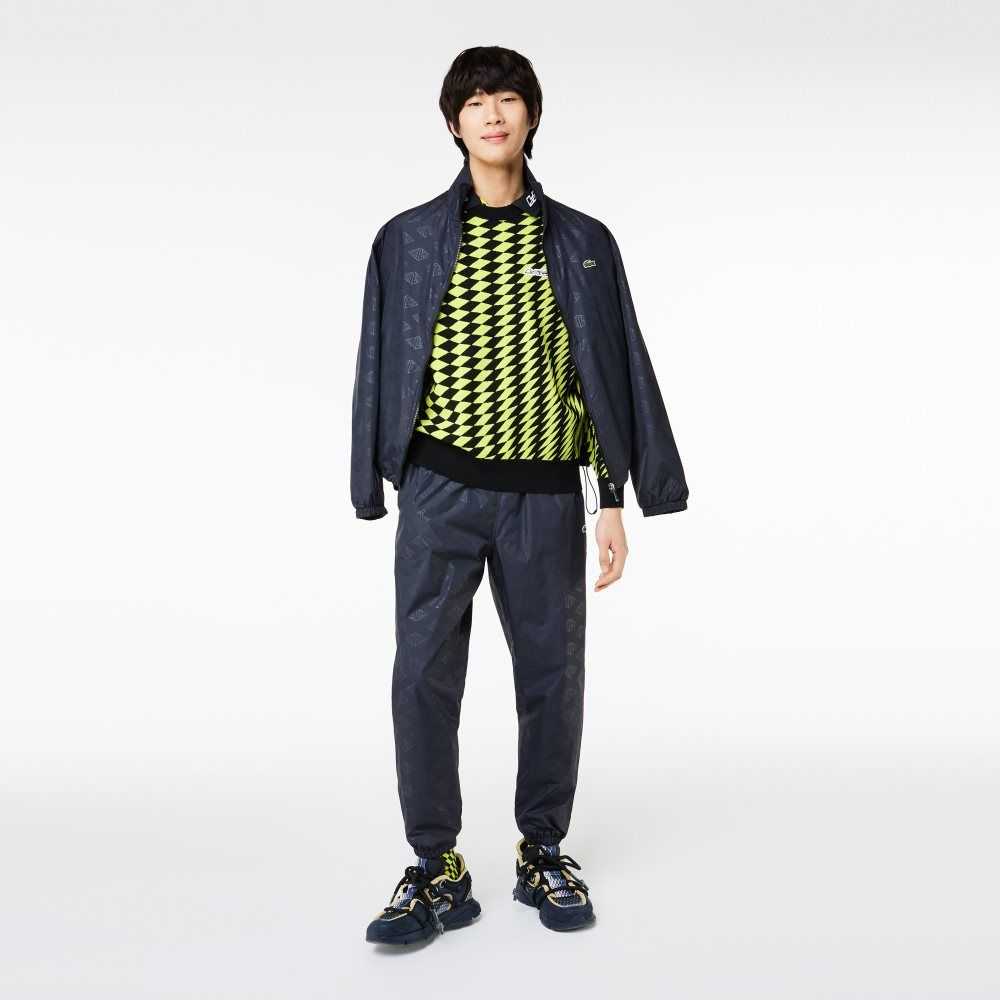 Lacoste Relaxed Fit Jacquard Sweater Black / Yellow | QYOA-81645