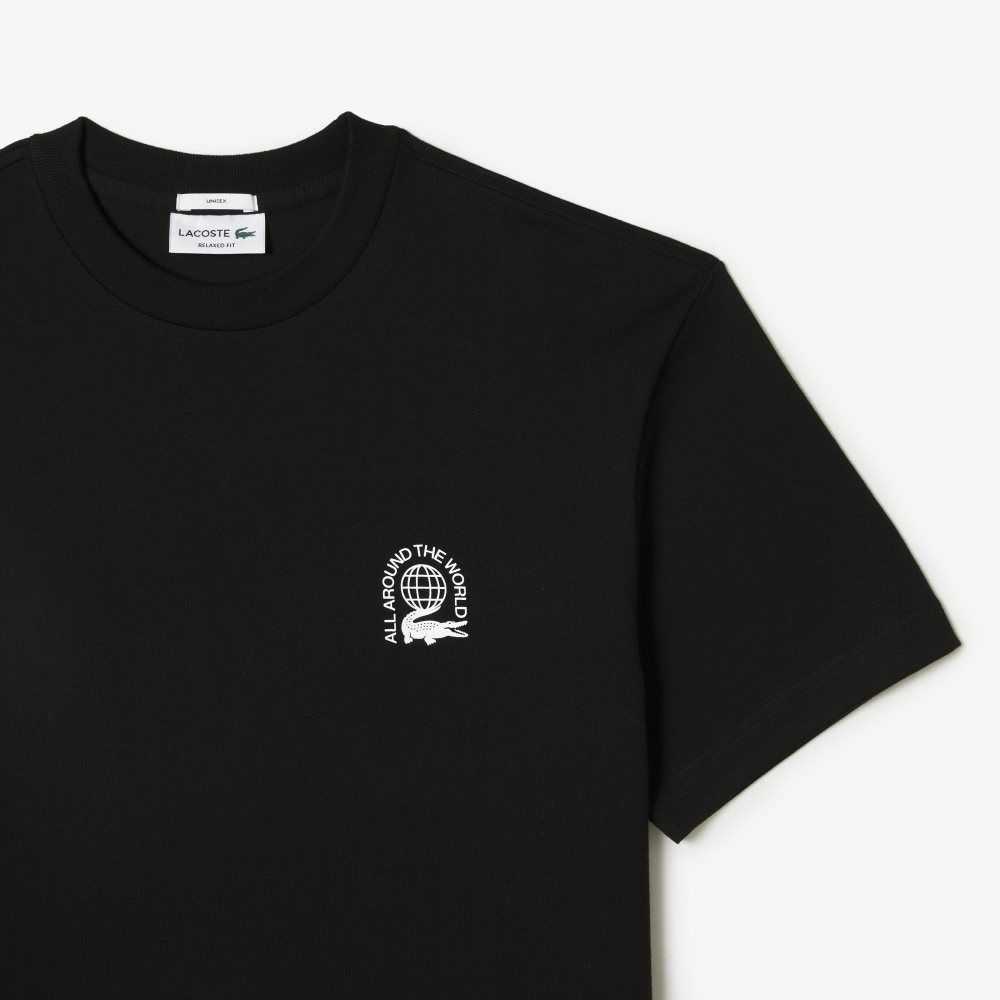 Lacoste Relaxed Fit Organic Cotton Jersey T-Shirt Black | IXKW-85603