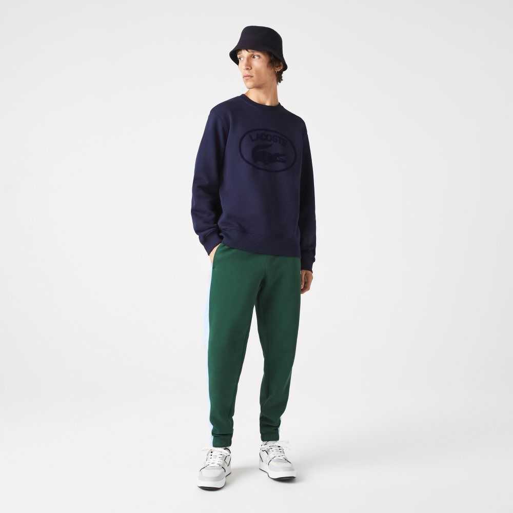 Lacoste Relaxed Fit Organic Cotton Sweatshirt Navy Blue | SOED-50469