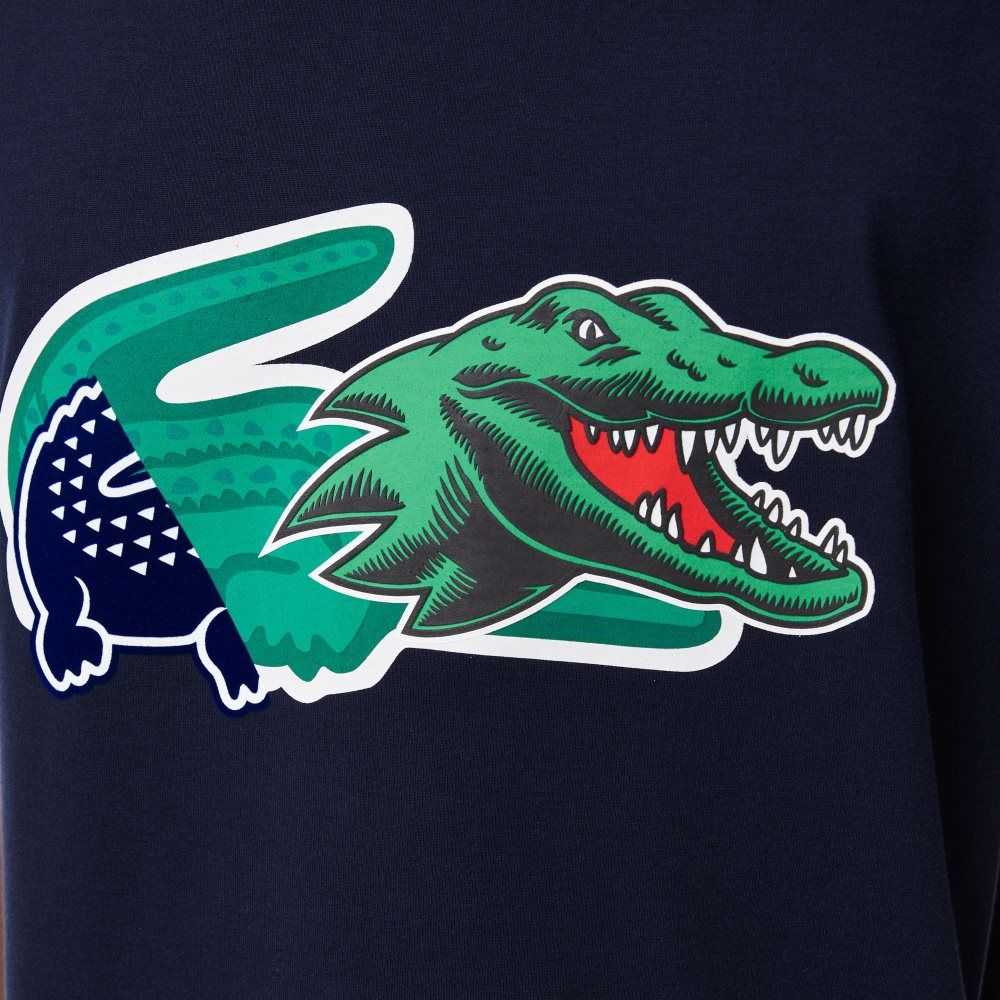 Lacoste Relaxed Fit Oversized Crocodile T-Shirt Navy Blue | KRLD-05628
