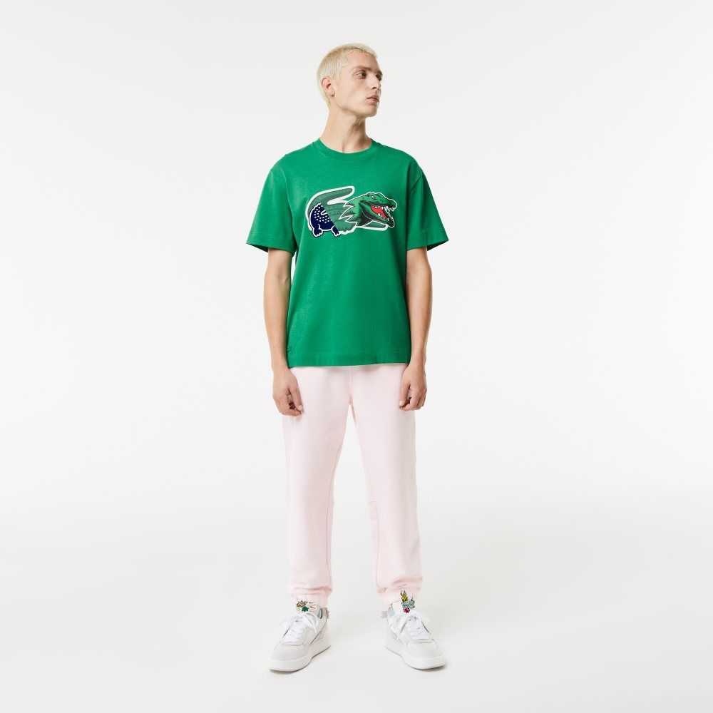 Lacoste Relaxed Fit Oversized Crocodile T-Shirt Green | WUDN-19264