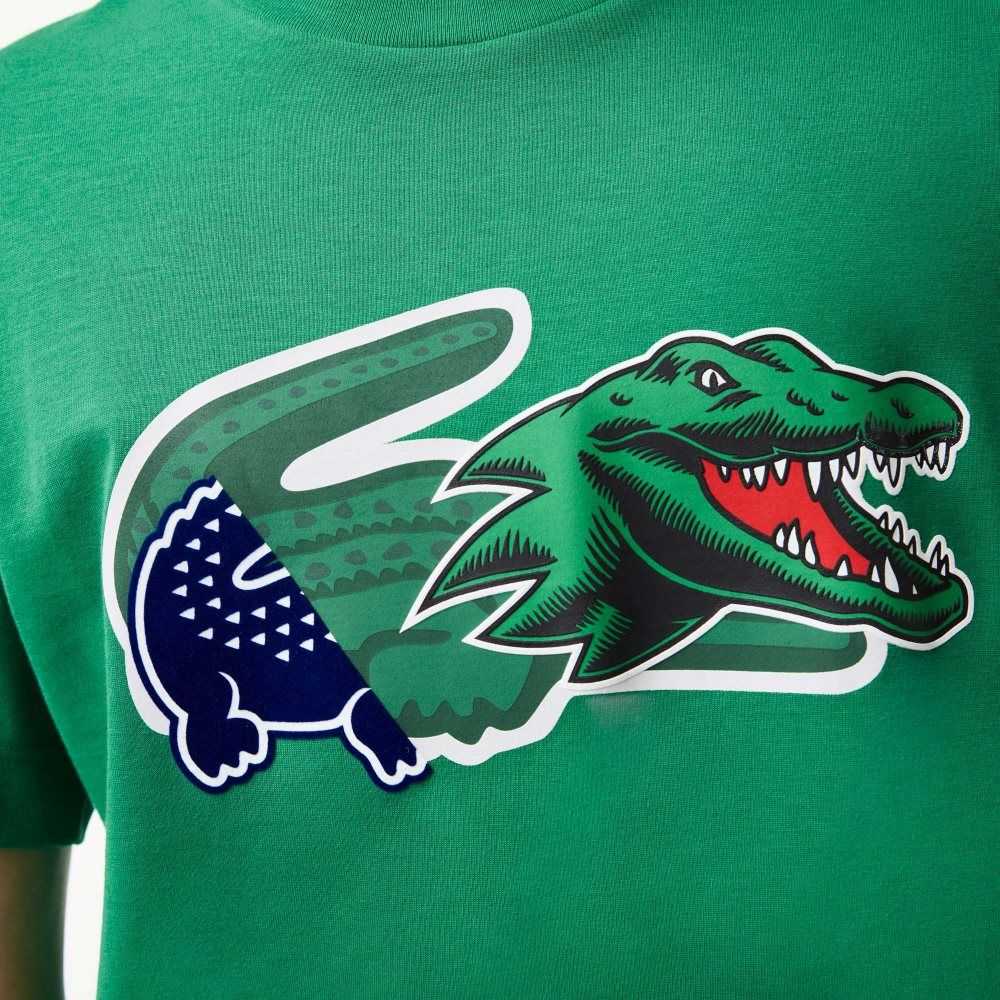 Lacoste Relaxed Fit Oversized Crocodile T-Shirt Green | WUDN-19264
